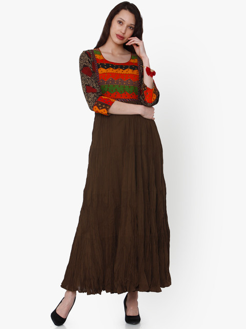 

RAISIN Women Brown Printed Maxi Dress