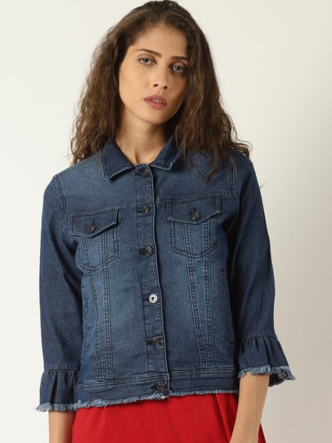 

Blue Saint Women Blue Solid Denim Jacket