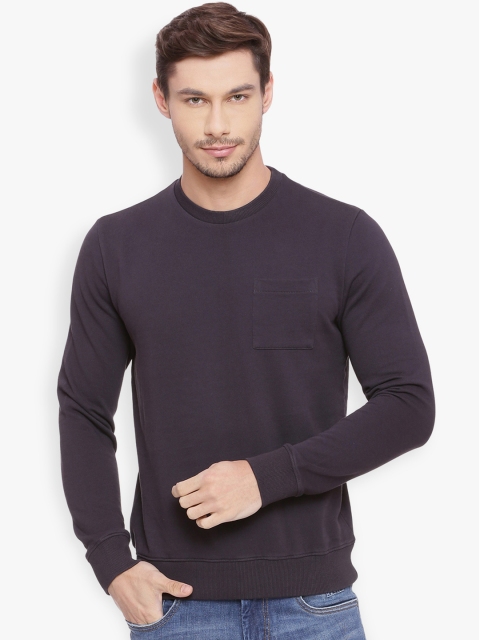 

Basics Men Charcoal Solid Sweatshirt