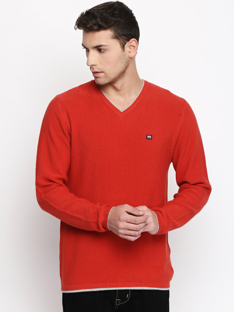 

BYFORD by Pantaloons Men Orange Solid Pullover