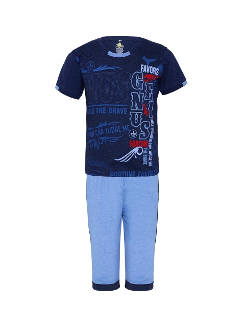 

Punkster Boys Navy Blue Printed Night suit