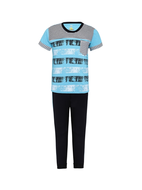 

Punkster Boys Blue Printed Night suit