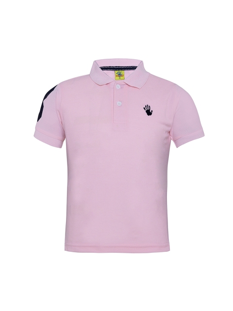 

Punkster Boys Pink Solid Polo Collar T-shirt