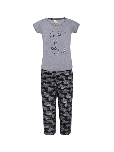 

Punkster Girls Grey Printed Night suit