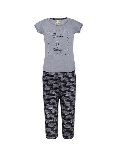 

Punkster Girls Grey Printed Night suit