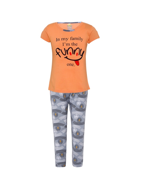 

Punkster Girls Orange Printed Night suit