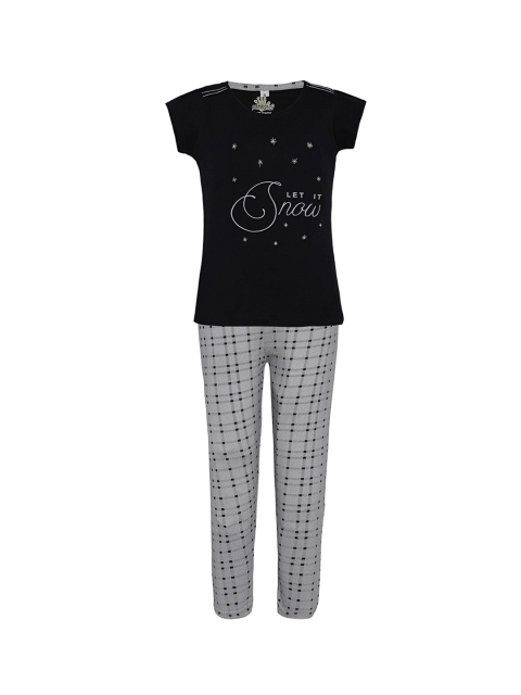 

Punkster Girls Black Printed Night suit