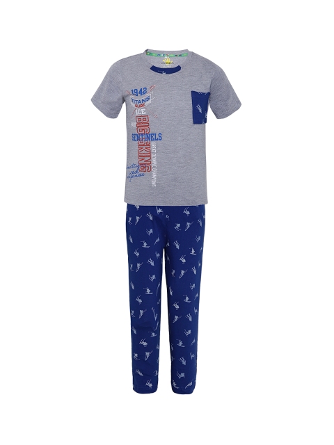 

Punkster Boys Grey Printed Night suit