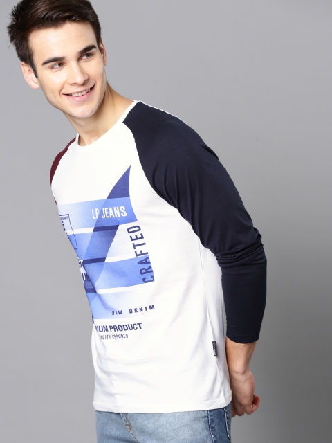 

Louis Philippe Jeans Men White Printed Round Neck T-shirt