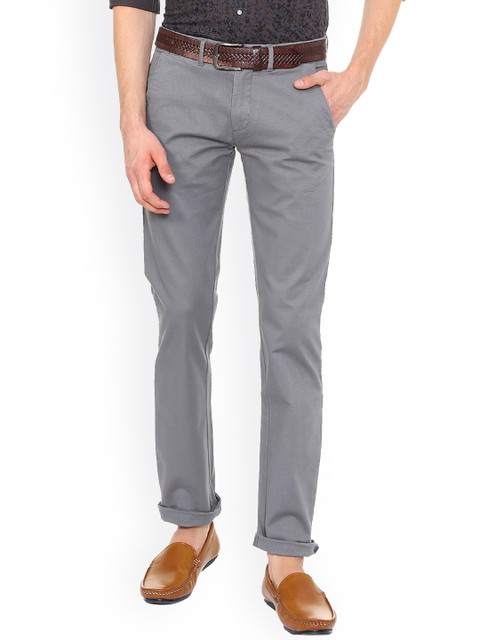 

Peter England Men Grey Slim Fit Solid Chinos