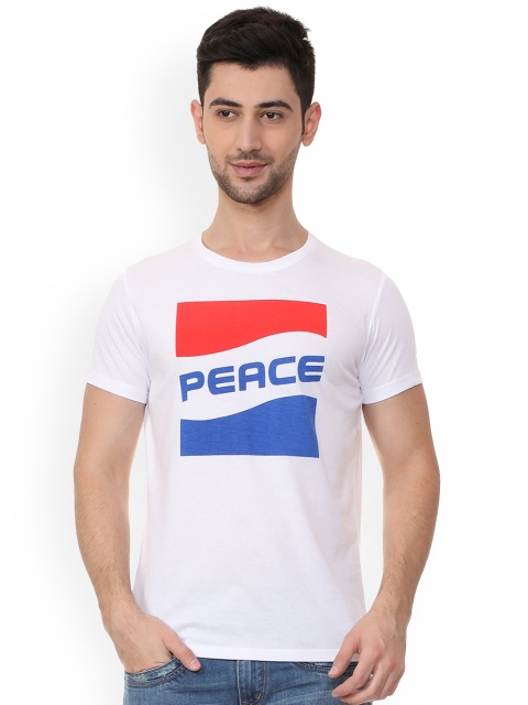 

People Men White Printed Round Neck T-shirt