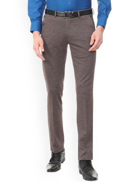 

V Dot Men Brown Skinny Fit Solid Formal Trousers