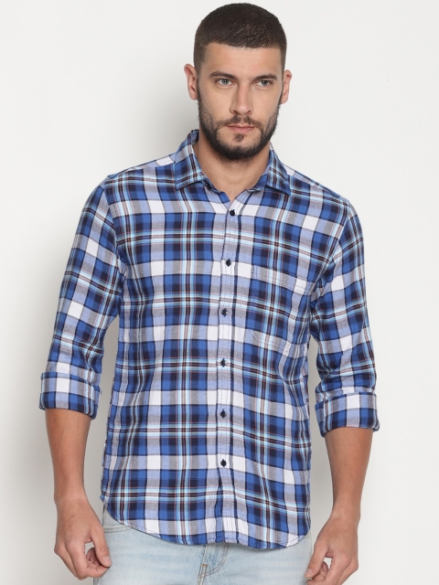 

IVOC Men Blue & White Slim Fit Checked Casual Shirt