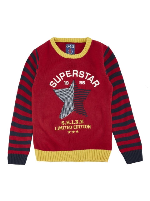 

CHALK by Pantaloons Boys Red Woven Design Sweater