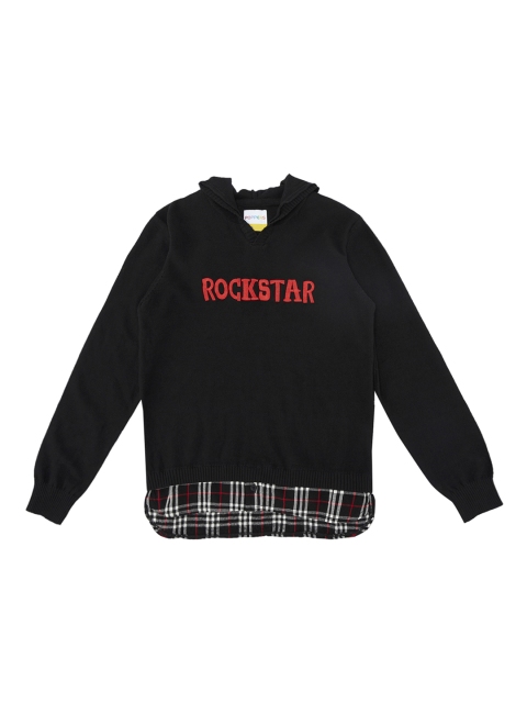 

POPPERS by Pantaloons Boys Black Solid Pullover Sweater