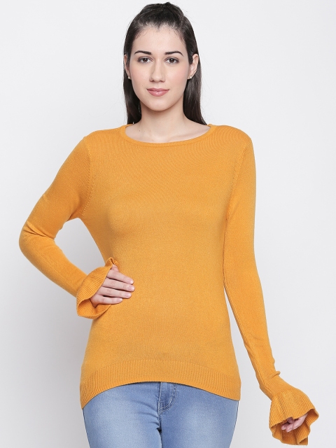 

AKKRITI BY PANTALOONS Women Mustard Yellow Solid Pullover