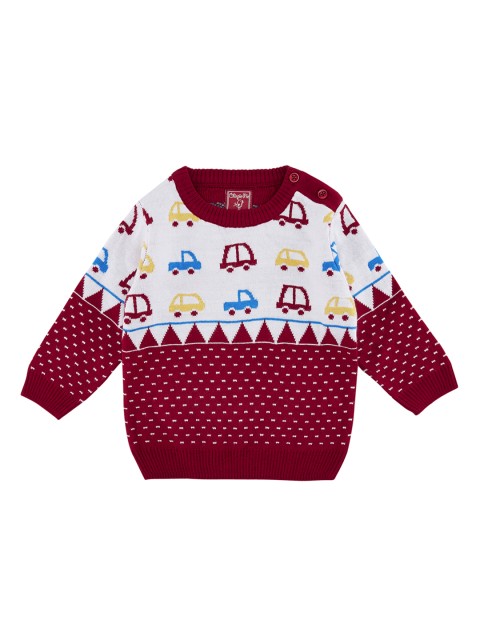 

Chirpie Pie by Pantaloons Boys Red & White Self Design Pullover