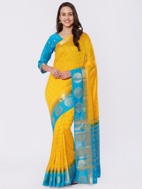 

Nimayaa Yellow Silk Blend Woven Design Kanjeevaram Saree