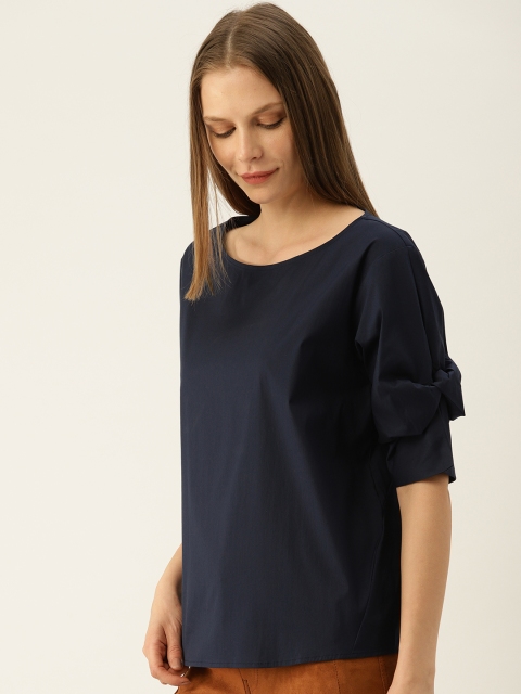 

ESPRIT Women Navy Blue Solid Top