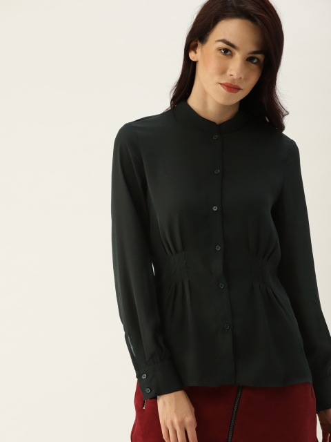 

MANGO Women Black Semi-Sheer Solid Casual Shirt