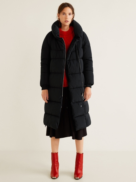 

MANGO Women Black Solid Longline Puffer Jacket