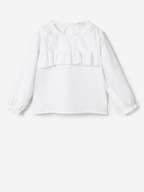 

Mango Kids Girls White Schiffli Embroidered Top