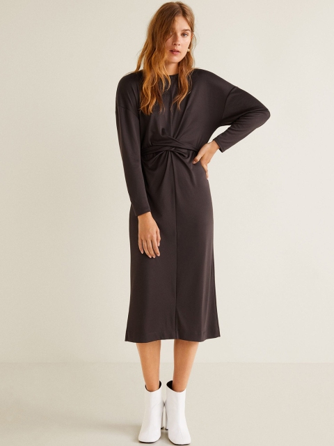 

MANGO Women Burgundy Fit and Flare Dress