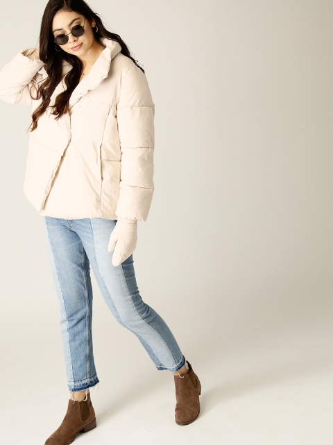 

MANGO Women Off-White Solid Puffer Jacket