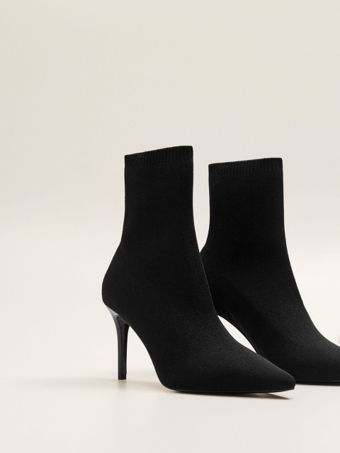 

MANGO Women Black Solid Heeled Boots