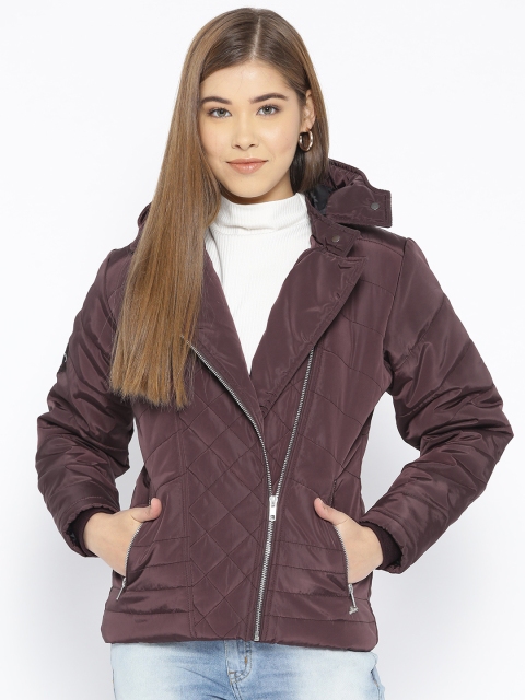 

Okane Women Burgundy Solid Quilted Jacket