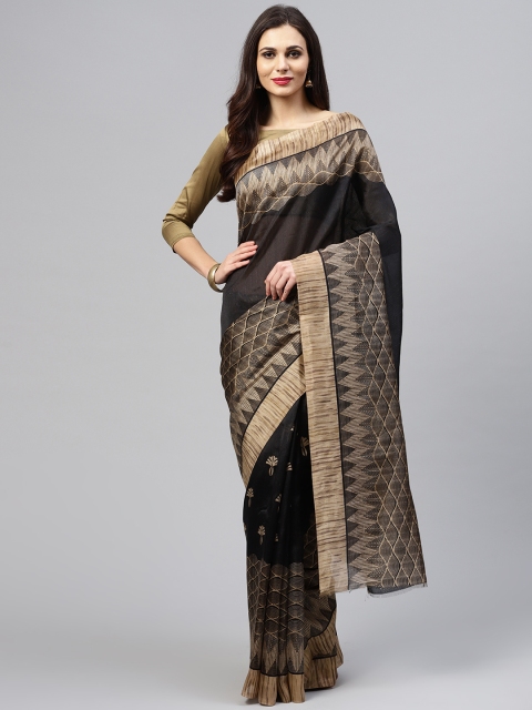 

Saree mall Black & Brown Printed Bhagalpuri Saree