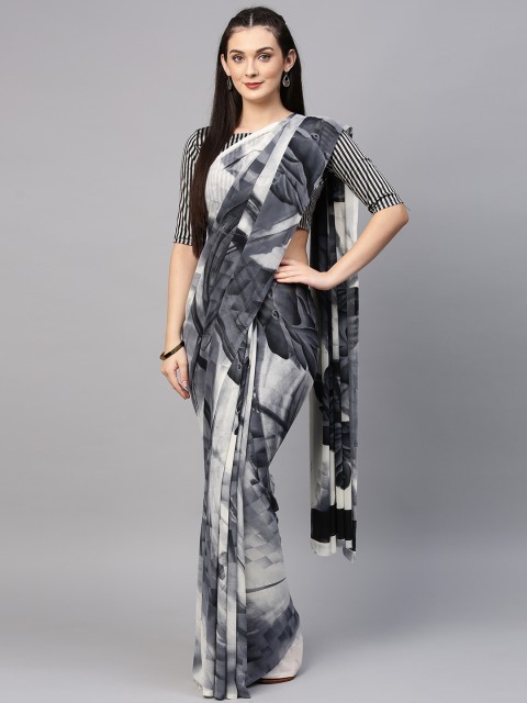 

Saree mall Grey & Black Printed Saree