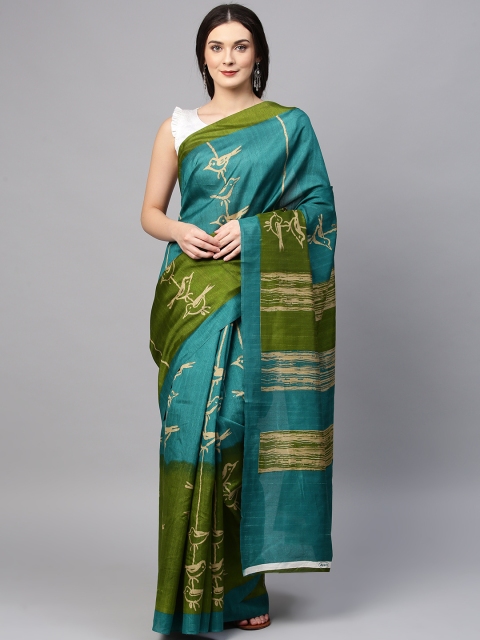 

Saree mall Blue & Green Art Silk Printed Saree