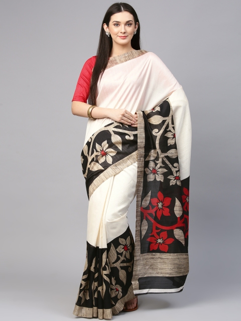 

Saree mall Off-White Solid Art Silk Saree