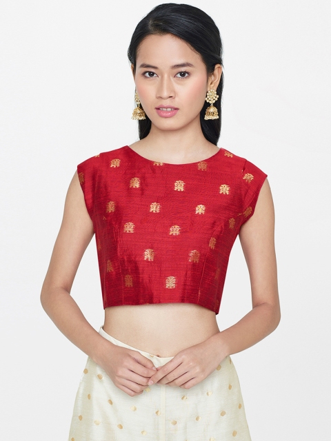 

Global Desi Women Maroon Printed Crop Top