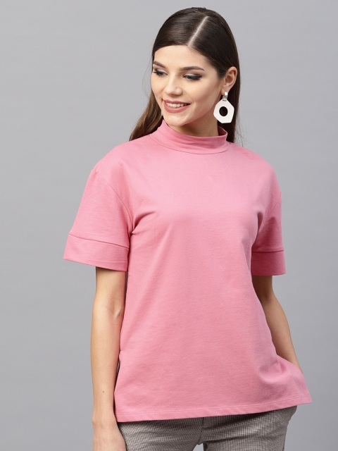 

SASSAFRAS Women Pink Solid Sweatshirt