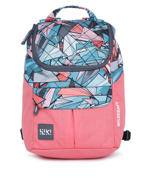 

Wildcraft Women Pink & Blue Graphic Printed Backpack
