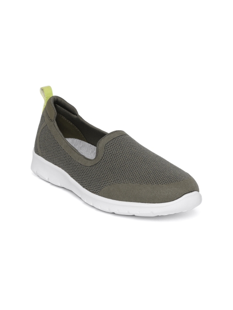 

Clarks Women Olive Green Slip-On Sneakers
