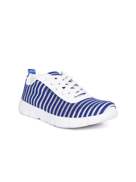 

United Colors of Benetton Women Blue & White Self-Striped Sneakers
