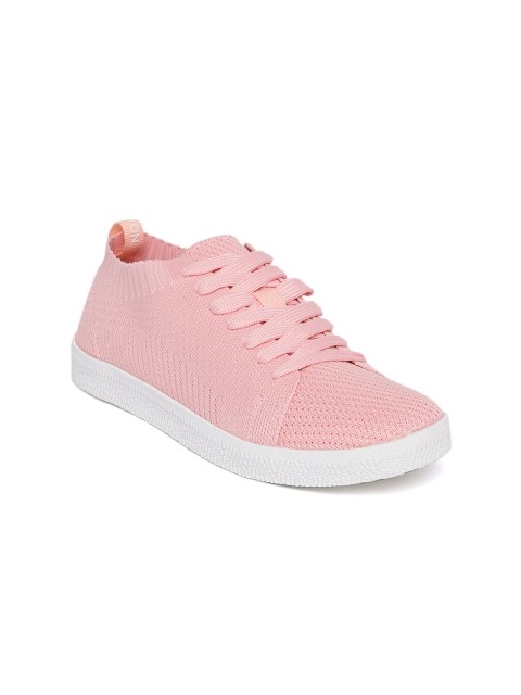 

United Colors of Benetton Women Peach-Coloured Woven Design Sneakers