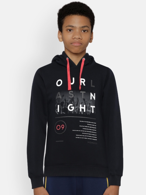 

Octave Boys Navy Blue Printed Hooded Sweatshirt