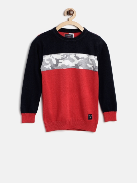 

Octave Boys Red & Navy Blue Colourblocked Pullover