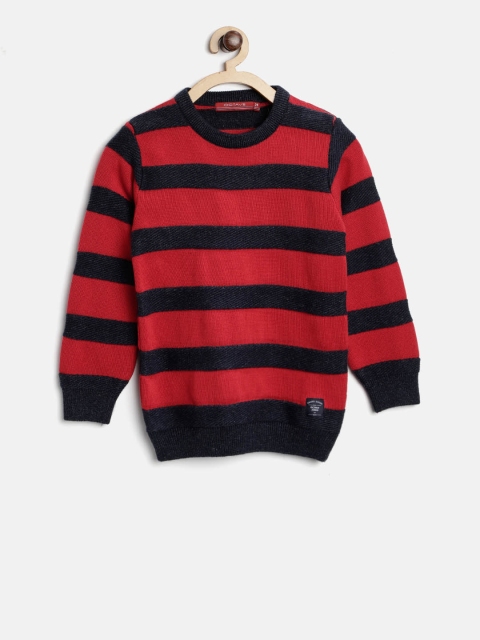 

Octave Boys Red & Navy Blue Striped Pullover