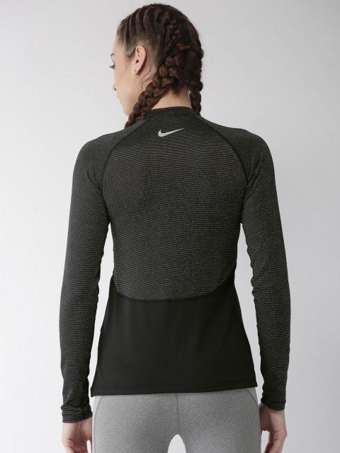 

Nike Women Black Printed CHMPGNE Slim Fit Top