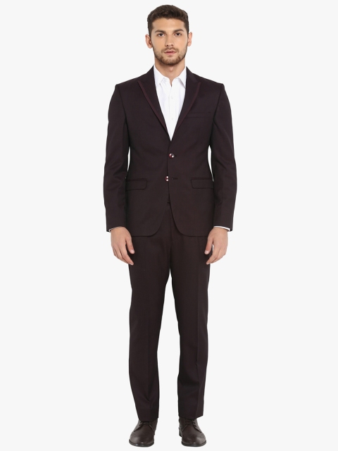 

Park Avenue Men Maroon Solid Slim Fit Single Breasted Suit