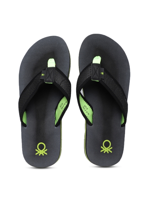 

United Colors of Benetton Men Black Self Design Thong Flip-Flops