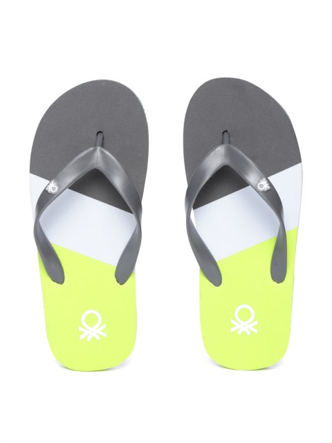

United Colors of Benetton Men Grey & White Colourblocked Thong Flip-Flops