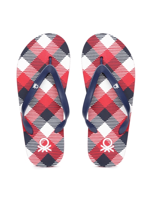

United Colors of Benetton Men Navy Blue & Red Printed Thong Flip-Flops