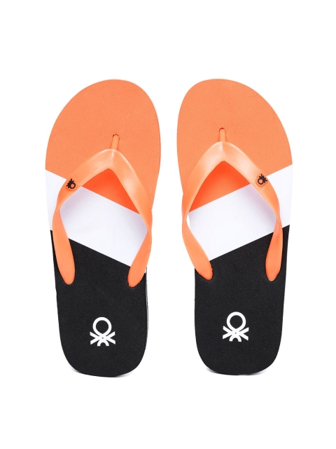 

United Colors of Benetton Men Orange & White Colourblocked Thong Flip-Flops