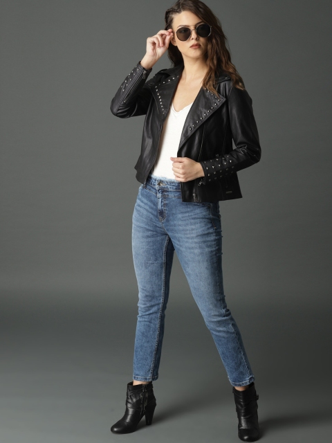 

Roadster Women Black Studded Biker Jacket